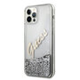 Guess Apple iPhone 12 Pro Max Silber Glitter Vintage Script Glitzer Hard Case Cover Schutzhlle Etui