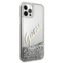 Guess Apple iPhone 12 Pro Max Silber Glitter Vintage Script Glitzer Hard Case Cover Schutzhlle Etui