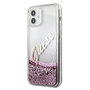 Guess Apple iPhone 12 Mini Pink Glitter Vintage Script Glitzer Hard Case Cover Schutzh�lle Etui