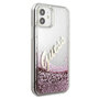 Guess Apple iPhone 12 Mini Pink Glitter Vintage Script Glitzer Hard Case Cover Schutzh�lle Etui