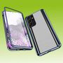 Beidseitiger 360 Grad Magnet / Glas Case H�lle Handy Tasche Bumper Blau f�r Samsung Galaxy S21 Ultra G998B 