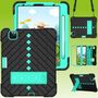 F�r Apple iPad Air 2020 4.Gen 10.9/ Air 2022 Shockproof Hybrid Tablet H�lle mit Band Schwarz / Mint Gr�n 