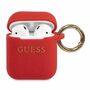 Guess Apple Airpods / AirPods 2 Cover Rot Glitter Silicone Schutzh�lle Tasche Case Etui Halter