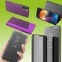 F�r Samsung Galaxy S21 FE G990B Clear View Spiegel Mirror Smartcover Magenta Schutzh�lle Cover Etui Tasche H�lle Neu Case Wake UP Funktion 