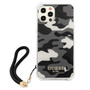 Guess Camo Collection Smartphone Case mit Band f�r Apple iPhone 12 / 12 Pro Camouflage Schwarz