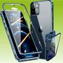 Fr Apple iPhone 13 Beidseitiger 360 Grad Magnet / Glas Case Hlle Handy Tasche Bumper Blau 
