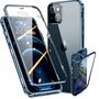 Fr Apple iPhone 13 Beidseitiger 360 Grad Magnet / Glas Case Hlle Handy Tasche Bumper Blau 