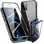 F�r Apple iPhone 13 Pro Max Beidseitiger 360 Grad Magnet / Glas Case H�lle Handy Tasche Bumper Schwarz 