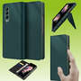 F�r Samsung Galaxy Z Fold3 5G Design Leder Hart Cover Handy Tasche H�lle Etuis Gr�n 