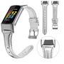 F�r Fitbit Charge 6 / 5 Leder Watch Armband M�nner Gr��e L Silber