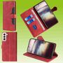 F�r Samsung Galaxy S21 FE G990B Design Handy Tasche Wallet Premium Rot Schutz H�lle Case Cover Etuis Neu Zubeh�r 