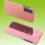 Fr Samsung Galaxy S22 Plus 5G Clear View Spiegel Mirror Smartcover Pink Schutzhlle Cover Etui Tasche Hlle Neu Case Wake UP Funktion 