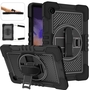 F�r Samsung Galaxy Tab A8 2021 X205 X200 aufstellbare Outdoor Hybrid Schwarz 360 Grad mit Halte-Schlaufe Tablet Tasche Etuis Cover Case Schutz Robust Neu
