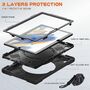 F�r Samsung Galaxy Tab A8 2021 X205 X200 aufstellbare Outdoor Hybrid Schwarz 360 Grad mit Trage Gurt Tablet Tasche Etuis Cover Case Schutz Robust Neu