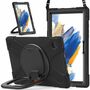 F�r Samsung Galaxy Tab A8 2021 X205 X200 aufstellbare Outdoor Hybrid Schwarz 360 Grad mit Trage Gurt Tablet Tasche Etuis Cover Case Schutz Robust Neu