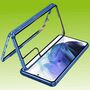 F�r Samsung Galaxy S22 Plus Beidseitiger 360 Grad Magnet / Glas Case H�lle Handy Tasche Bumper Blau 