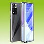 F�r Xiaomi Poco M4 Pro 5G Beidseitiger 360 Grad Magnet / Glas Case H�lle Handy Tasche Bumper Schwarz 