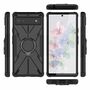 F�r Google Pixel 6a Design Ring Hybrid Cover Handy H�lle Etuis Schwarz