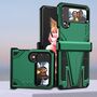 F�r Samsung Galaxy Z Flip4 5G Outdoor Armor Kunststoff Super V Hart Cover Handy Tasche H�lle Etuis Gr�n