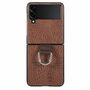 F�r Samsung Galaxy Z Flip4 5G Kunstleder / Kunststoff Struktur Handy Tasche H�lle Etuis Braun