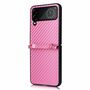 F�r Samsung Galaxy Z Flip4 5G Kunstleder / Kunststoff Kohlefaser Struktur Handy Tasche H�lle Etuis Pink