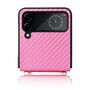 F�r Samsung Galaxy Z Flip4 5G Kunstleder / Kunststoff Kohlefaser Struktur Handy Tasche H�lle Etuis Pink