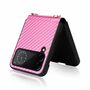 F�r Samsung Galaxy Z Flip4 5G Kunstleder / Kunststoff Kohlefaser Struktur Handy Tasche H�lle Etuis Pink