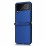 F�r Samsung Galaxy Z Flip4 5G Kunstleder / Kunststoff Kohlefaser Struktur Handy Tasche H�lle Etuis Blau