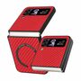 F�r Samsung Galaxy Z Flip4 5G MagSafe Magnetic Kunststoff Kohlefaser Struktur Handy Tasche H�lle Etuis Rot