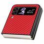 F�r Samsung Galaxy Z Flip4 5G MagSafe Magnetic Kunststoff Kohlefaser Struktur Handy Tasche H�lle Etuis Rot