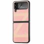 F�r Samsung Galaxy Z Flip4 5G Kunstleder / Kunststoff Z-Muster Struktur Handy Tasche H�lle Etuis Pink