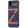 F�r Samsung Galaxy Z Flip4 5G Kunstleder / Kunststoff Z-Muster Struktur Handy Tasche H�lle Etuis Blau