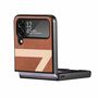 F�r Samsung Galaxy Z Flip4 5G Kunstleder / Kunststoff Z-Muster Struktur Handy Tasche H�lle Etuis Braun