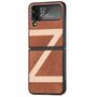 F�r Samsung Galaxy Z Flip4 5G Kunstleder / Kunststoff Z-Muster Struktur Handy Tasche H�lle Etuis Braun