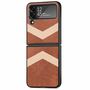 F�r Samsung Galaxy Z Flip4 5G Kunstleder / Kunststoff V-Muster Struktur Handy Tasche H�lle Etuis Braun