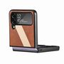 F�r Samsung Galaxy Z Flip4 5G Kunstleder / Kunststoff L-Muster Struktur Handy Tasche H�lle Etuis Braun