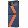 F�r Samsung Galaxy Z Flip4 5G Kunstleder / Kunststoff L-Muster Struktur Handy Tasche H�lle Etuis Blau