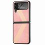 F�r Samsung Galaxy Z Flip4 5G Kunstleder / Kunststoff L-Muster Struktur Handy Tasche H�lle Etuis Pink