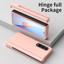F�r Samsung Galaxy Z Fold4 5G Kunststoff Handy Tasche H�lle Etuis Pink + Folie + Stift
