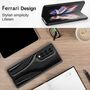 F�r Samsung Galaxy Z Fold4 5G Kunstleder / Gepr�gte Faltung Kunststoff Handy Tasche H�lle Etuis Braun