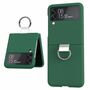 F�r Samsung Galaxy Z Flip4 5G Ring Kunststoff Silikon Cover Handy Tasche H�lle Etuis Dunkelgr�n