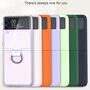 F�r Samsung Galaxy Z Flip4 5G Ring Kunststoff Silikon Cover Handy Tasche H�lle Etuis Dunkelgr�n