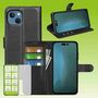 F�r Apple iPhone 14 Produktset Handy Tasche Wallet + H9 Hart Glas Schutz H�lle Case Cover Etuis Neu Zubeh�r Schwarz