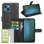 F�r Apple iPhone 14 Produktset Handy Tasche Wallet + H9 Hart Glas Schutz H�lle Case Cover Etuis Neu Zubeh�r Schwarz