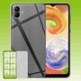 F�r Samsung Galaxy A04 Silikoncase TPU Transparent + 0,26 H9 Glas Handy Tasche H�lle Schutz Cover 