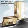 F�r Samsung Galaxy Z Fold4 5G Magnetische Aluminium / Glas Handy Tasche H�lle Etuis Champagner / Gold + Stift