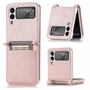 F�r Samsung Galaxy Z Flip4 5G Design Kartenfach Kunstleder Handy Tasche H�lle Etuis Pink