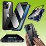 F�r Apple iPhone 14 Plus Beidseitiger 360 Grad Magnet / Glas Privacy Mirror Case H�lle Handy Tasche Bumper Schwarz