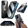 F�r Apple iPhone 14 Plus Beidseitiger 360 Grad Magnet / Glas Privacy Mirror Case H�lle Handy Tasche Bumper Schwarz