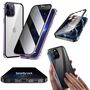 F�r Apple iPhone 14 Pro Max Beidseitiger 360 Grad Magnet / Glas Privacy Mirror Case H�lle Handy Tasche Bumper Lila